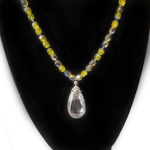 Artisan Crystal bead w/Teardrop Pendant Necklace